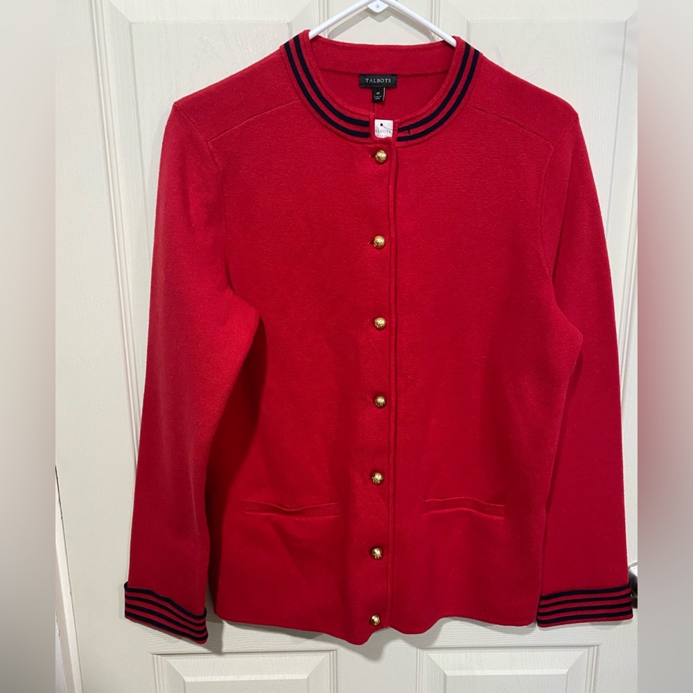 Talbots band button down cardigan